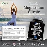 Magnesium Citrate 1480mg - 240 Vegan Capsules - 4 Month Supply - Providing 444mg Elemental Mag - Capsules not Tablets - High Strength Supplement - Made in The UK - Nu U Nutrition