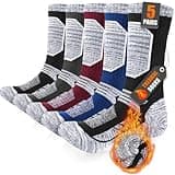 Niofind Mens Thermal Socks Thick Warm Winter Work Boot Socks, Cushioned Cotton Outdoor Sports Crew Sock for Walking Hiking Cycling Running Multipack 5 Pairs, Multicolor 6-8