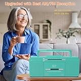 Retro Cassette Player Recorder, Portable Tape Player with USB/Bluetooth/AM/FM Radio Stereo, Built-in Microphone Recorder,Cassette to MP3 Converter, Dual Big Speaker,Earphone Jack,Retro (Teal)