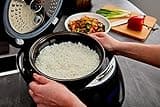 Yum Asia Sakura Rice Cooker with Ceramic Bowl and Advanced Fuzzy Logic (8 cup, 1.5 litre) 6 Rice Cook Functions, 6 Multicook Functions, Motouch LED Display, 220-240V UK/EU Power (Black and Silver)