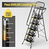 KINGRACK 5 Step Ladder, Step Ladder 5 Step Folding with Tool Tray and Safety Handrails, Lightwight Household Ladder for Your Kitchen, Pantry, Closets, Office Use