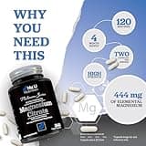 Magnesium Citrate 1480mg - 240 Vegan Capsules - 4 Month Supply - Providing 444mg Elemental Mag - Capsules not Tablets - High Strength Supplement - Made in The UK - Nu U Nutrition
