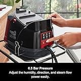 Morphy Richards Power Steam Elite + Steam Generator Iron, Ceramic Non-stick Soleplate, 310g Steam Boost, 200g Steam Output, 6 Bar, Auto Clean, 1.3L Water Tank, 1.8m Cord, 2400W, Black/Red, 332013