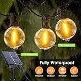 Solar String Festoon Lights Outdoor - Remote Control 15M / 49.2ft IP65 Waterproof LED Garden Lights Weatherproof Solar Powered Outside Light for Gazebo Pergola Patio