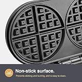 VonShef Double Waffle Maker – Double Belgian & American Waffle Machine with Non Stick Plates, 1200W, Savoury Snacks & Desserts, Auto Temperature Control, Cool Touch Handle – Silver