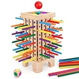 Montessori Game Wooden Board Games, 42 Colorful Wooden Sticks Dice Games Math Educational Toys for 3 4 5 6 Years Old, Fine Motor Skills & Counting Toy, Family Travel Game for Kids Gifts