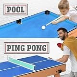 SereneLife 5 in 1 Multi Game Table, 40” Folding Combo Sports Arcade Games with Foosball Soccer, Pool Billiards, Ping Pong, Bowling and Shuffleboard Set, for Play Rec Room Kids and Adults