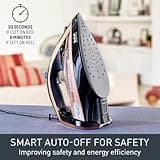 Tefal Ultimate Pure Steam Iron, 3100W, 260g/min Steam Boost, 350ml Water Tank, 3m Cord, Non-Stick Durilium Soleplate, Anti Scale, Anti-drip, Black and Rose Gold FV9845G0