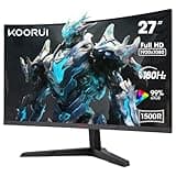 KOORUI 27 Inch Gaming Monitor, FHD 1080P Curved Monitor 180Hz VA 1ms 1500R PC Monitors with Adaptive Sync, HDMI X2-DP, VESA Compatible, Tilt Adjustable, Eye Care