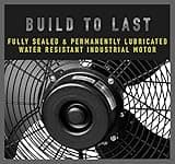 iLIVING Wall Mounted Variable 14 Inches Speed Indoor Outdoor Weatherproof Fan Industrial grade for Patio Greenhouse Garage Workshop and Loading Dock 2473 CFM Black Outdoor 14