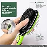 Pet Seeker Double Sided Dog Brush, Dog Grooming Brush with Rounded Pins & Bristles, Dog Brushes for Grooming with Anti Slip Handle & Free Cleaning Tool.