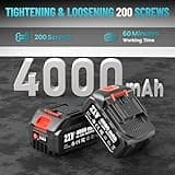 TaskStar Cordless Impact Wrench, 1200N·m(900ft-lbs) Brushless High Torque Impact Gun, 1/2 Inch Electric Impact Driver, 2x4.0Ah Batteries, Charger & 4 Sockets, Variable Speeds for Car/Truck RV/Mower