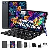 Android 15 Tablet 10 Inch - Gemini AI 2.0 Android Tablets 18GB+128GB/2TB, 10.1 Inch Tablet with Pen and Keyboard, 6000mAh, FHD, 5G WiFi, Bluetooth 5.0, GPS, OTG, Office, Gaming, 2 Years Warranty