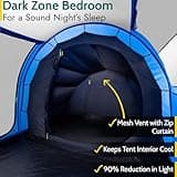 Trail Hexton XL 6 Man 2 Room Tent, Family Camping Tunnel Tent, 5000mm Waterproof, Dark Zone Bedrooms, Living Area with Standing Height, Sewn In Groundsheet, Carry Bag (L700cm x W240cm x H220cm)