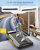 Folding Treadmill with 12% Incline, 4 in 1 Treadmills for Home/Office, Heart Rate, 16KM/H Portable Treadmill, 2.5HP Under Desk Walking Pad, Dual LED Screen, App, Bluetooth Speaker (Black-12% Incline)