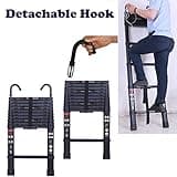 Aluminium 5m Telescopic Ladder - Extendable, Portable, Multi-Purpose, Sturdy & Safe for Climbing, Folding Roof Loft Ladder, 150KG Capacity