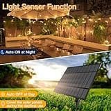 Ollny Solar Lights Outdoor Garden 10m Waterproof Festoon Light with Remote, USB LED String with 3 Modes 16+1 G40 Shatterproof Bulbs, Lighting for Outside Pergola Gazebo Patio Yard Porch Party Decor