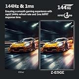 Z-Edge 38 Inch Ultrawide Curved Gaming Monitor 144Hz UWQHD+ 3840x1660 IPS Monitor 1ms MPRT, 21:9 Curved Screen, FreeSync, HDR10, Tilt/Swivel/Height Adjustable, HDMI DisplayPort