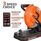 DJBL 355mm Cold Cut Saw 3500w Brushless Motor Dry Cut Saw 3 Cutting Speed Choice Metal Chop Saw with 66 Teeth Ferrous Metal Cutting Saw Blade 45 Degree Adjustable Heavy Duty Cut Off Saw,220V