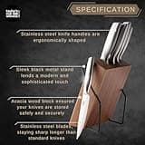 Taylors Eye Witness 5 Piece Knife Block Set – Razor Sharp Full Metal Kitchen Knives with Stylish Acacia Wood Storage. Stainless Steel Precision, Durable, Includes Paring, Chef, Bread & Carving Knives