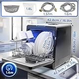 Duronic Table Top Dishwasher DW5 BK 950W Compact Tabletop Dish Washer Mini 5L Dishwashers with 8 Wash Cycles Electric Countertop Cleaner for Quick Eco Cleaning Plates Glass Cutlery Fruit (BLACK)