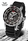 Vostok Europe Men's Watch Engine Limited Edition Automatic NH72A 30 ATM Set With Leather and Silicone Straps, Dry Box, Silver