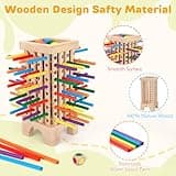 Montessori Game Wooden Board Games, 42 Colorful Wooden Sticks Dice Games Math Educational Toys for 3 4 5 6 Years Old, Fine Motor Skills & Counting Toy, Family Travel Game for Kids Gifts