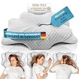 Glückstoff® Orthopedic Neck Pillow [FOR ALL SLEEP TYPES] - Side Sleeper - upport Cervical Pillow for Neck Shoulder Pain - Memory Foam Anti Snoring - For Side, Back & Front Sleeper