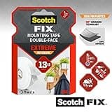 Scotch-Fix Extreme Interior Double Sided Mounting Tape, 19mmx 5m - For Indoor Extreme Use, Works on Hard Plastics, Metal, Painted surfaces and Wood - Holds up to 13kg