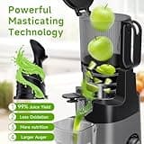 Cold Press Juicer Machines, 350W Masticating Juicer with 5.8‘’ Large Feeding Chute for Whole Fruit and Vegetable,High Juice Yield and Easy to Clean