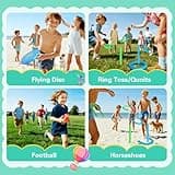 Outdoor Sports Game Set – 8-in-1 Backyard and Beach Games with flying disk, Badminton, Toss Games, Catch Ball, and Portable Storage Bag