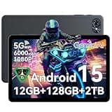 Tablet 10 Inch,Android 15 Tablet,GEMINI AI 2.0 Android tablets|12GB RAM+128GB ROM(TF 2TB)|5G WiFi|120Hz|6000mAh Fast Charging|1080P HD|Bluetooth 5.0|Smart Lens|GPS|2-Year Warranty-Grey