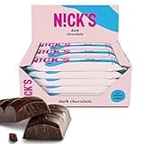 NICKS Dark Chocolate Vegan Keto Bars 1.1g Net Carbs, No Added Sugar, 107 Calories, Low Carb Sweets, Gluten Free Snack Bar (15x25g)