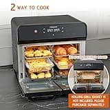 HYSapientia® 22L Dual Zone Air Fryer Oven With Rotisserie,Large Double Air fryers Mini Oven Digital 2400W 10 in 1 Airfryer Countertop Convection Oven electric and grill,Stainless Steel,13 Accessories…