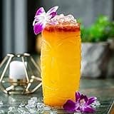 Jucoan 6 Pack 20oz/600 ml Modern Bar Tiki Glasses Tiki Cup Tiki Mug, Double Old Fashioned Glass, Hawaiian Style Glass, Perfect for Mai Tai, Exotic Zombie Cocktails, Tropical Island Drinks