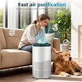 Air Purifiers for Large Home Bedroom, CADR 403m³/h, Alexa Enabled, Filter with PM2.5 Intelligent Air Quality Sensor, Auto Mode, Targets Pollen, Dust, Smoke, Pet Allergens