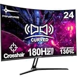 Minifire 24 Inch Curved Gaming Monitor, 180Hz, Built in Speaker, Crosshair 1ms, sRGB130%, HDR, 1500R, FreeSync, 300cd/m², FHD 1080P, Frameless, HDMI＆DP Ports, VESA Compatible, Eye Care (MFG24C1)