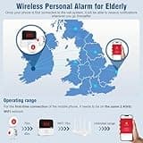 ChunHee WiFi Rechargeable Smart Personal Alarms For Elderly Wireless Caregiver Pager Panic Button Linked To Phone Nurse Calling Alert System for Elderly Patient Seniors Disabled Kids