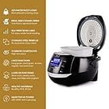 Yum Asia Sakura Rice Cooker with Ceramic Bowl and Advanced Fuzzy Logic (8 cup, 1.5 litre) 6 Rice Cook Functions, 6 Multicook Functions, Motouch LED Display, 220-240V UK/EU Power (Black and Silver)