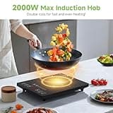 Single Induction Hob, AMZCHEF 2000W Induction Cooker with Slim Design of 4.45cm, 20 Power Levels and 20 Temperature Settings, Fashionable Black Glass Panel, Touch Sensor, Hour Timer, Safety Lock