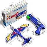 Doloowee 3 Pack Airplane Launcher Toys, 12.6 Inch LED Foam Glider Airplane Catapult, 2 Flight Modes, Outdoor Sports Flying Toys 4 5 6 7 8 9 10 11 12 Years Old Boys Girls Birthday Gifts (Blue)