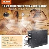 VEVOR 12KW Steam Shower Generator, Segmented Heating & Temperature Customization & 24h Timer Steam Kit, Automatic Drainage Home Steam Shower System Tested to UL Standards