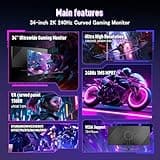 Amzfast 34-Inch Curved Ultrawide Gaming Monitor - UWQHD (3440x1440), 240Hz, 1ms MPRT, 1500R, Adaptive-Sync | Dual HDMI 2.1 & DisplayPort 1.4 | VESA Mount | Flicker-Free | AMZG34C5Q Pro