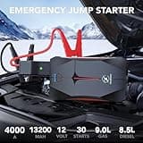 Car Jump Starter, FLYLINKTECH 4000A 12V Portable Car Battery Booster Jump Starter Power Pack (up to 9.0L Gas Or 8.5L Diesel Engine), Power Bank with LED Flashlight, IP67