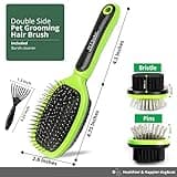 Pet Seeker Double Sided Dog Brush, Dog Grooming Brush with Rounded Pins & Bristles, Dog Brushes for Grooming with Anti Slip Handle & Free Cleaning Tool.