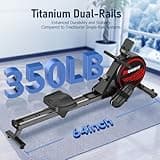 Rowing Machine, MOSUNY Magnetic Rowing Machines for Home Gym with 16 Levels Resistance, Maximum Load of 350 LB, Upgrade to Double Slide Rails, App Supported, Vertical Storage