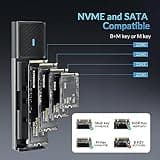 NVME Enclosure [Tool-Free] SETMSPACE M.2 Enclosure with Dual Protocol of NVME&SATA , USB C/A 10 Gbps USB 3.2 Gen2 SSD Adapter, SSD Enclosure for M.2 B&M-Key/M-Key 2230/2242/2260/2280 SSDs- Grey Caddy