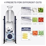 SUPMAKIN Safest Mandoline Vegetable Slicer, Potato Chip Cutter, Multifunctional Veg Chopper with 4 Cutting Modes to Slice, Dice, Chop, Julienne, Best Kitchen Gadgets Once for All Blue