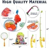 CozyBomB Magnetic Fishing Toys Game Set for Kids for Bath Time Pool Party with Pole Rod Net, Plastic Floating Fish - Toddler Education Teaching Christmas Birthday Gifts for Kids Ocean Sea Animals
