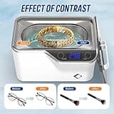 LifeBasis CDS-100 Ultrasonic Cleaner Jewellery Cleaner 600ML 42KHz,Silver Cleaner with Cleaning Basket Watch Stand for Jewelry Necklace Ring Glass Watch Denture Guin-ness Surger Cans（White）